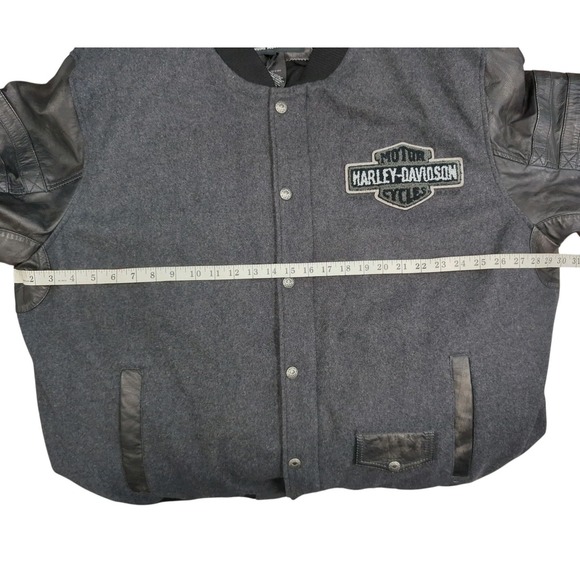 Harley-Davidson Genuine MotorClothes Varsity Jacket 3X Leather Sleeves Gray Wool - Picture 7 of 11